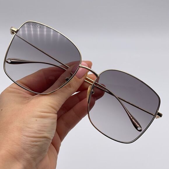 GUCCI Sunglasses GG1030SK 003 Gold/Grey With Chain Women NEW - Picture 9 of 12